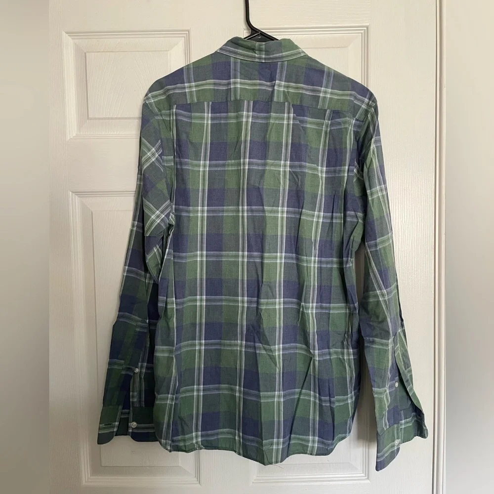 J. Crew 100% Cotton Casual Green & Blue Checkered Button Down Shirt size Medium